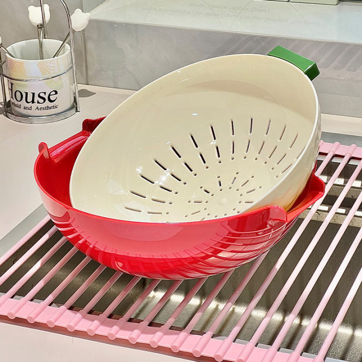 Double-Layer Drain Basket for Kitchen Washing and Vegetable Storage