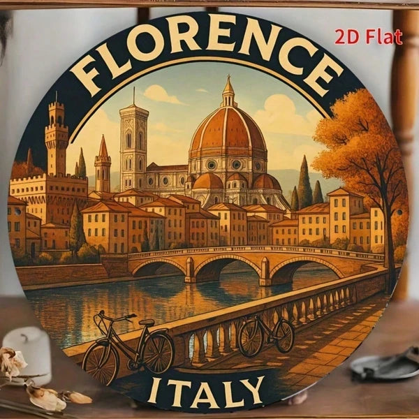 Florence Cityscape Metal Wall Art Sign - Vibrant Duomo Design