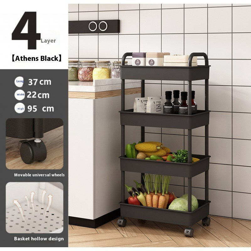 Multi-Layer Mobile Kitchen Trolley Rack with Wheels - Storage & Organization