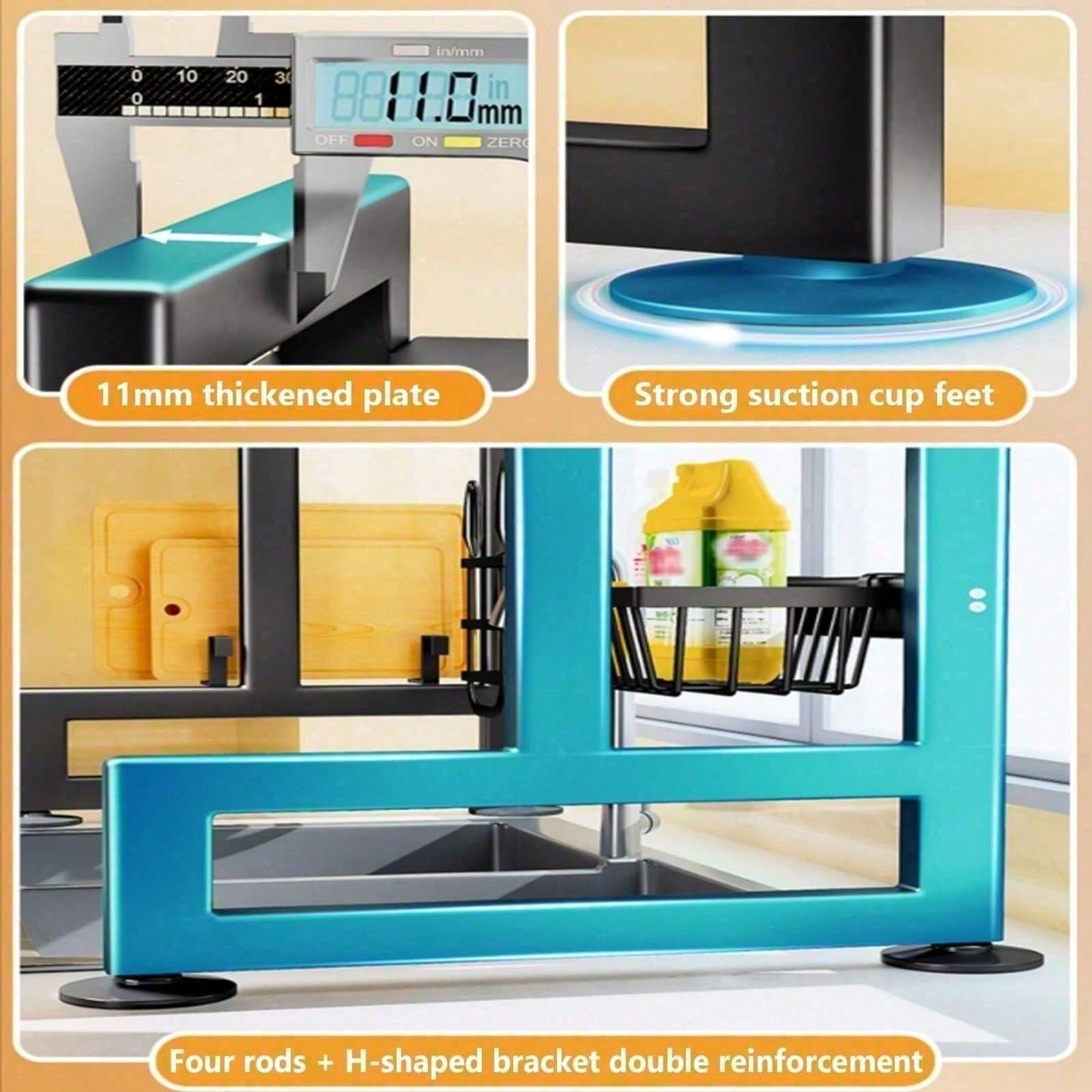 Double Tier Dish Draining Rack with Dustproof Cover - 33.5 Inch