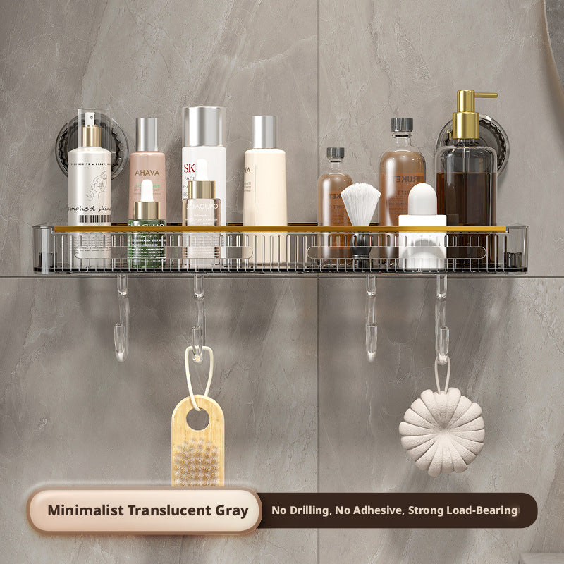 Transparent Gray Suction Cup Shelf for Kitchen Storage - Long PET