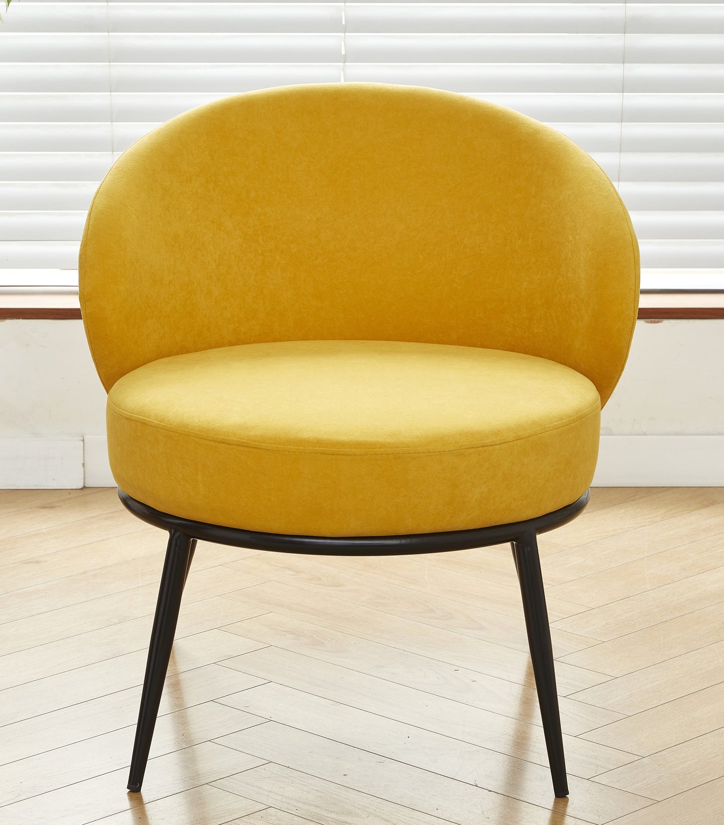 Round Velvet Accent Chair, Mid-Century Modern Upholstered Armchair