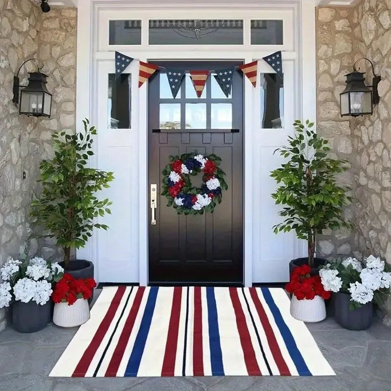 Patriotic American Flag Doormat – Non-Slip Indoor Outdoor Welcome Rug, USA Stars & Stripes