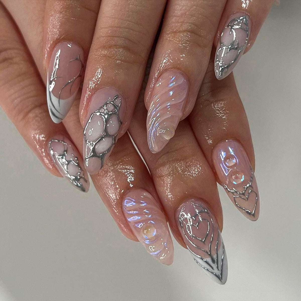 3D Rhinestone Fake Nails Set - Multiple Colors for Nail Art & Manicure