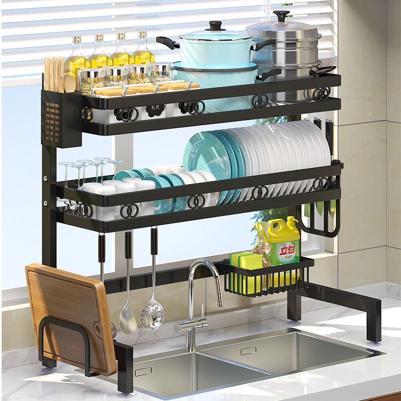 Kitchen Sink Drain Rack Double Layer 90x95cm - Multi-Functional Storage Organizer