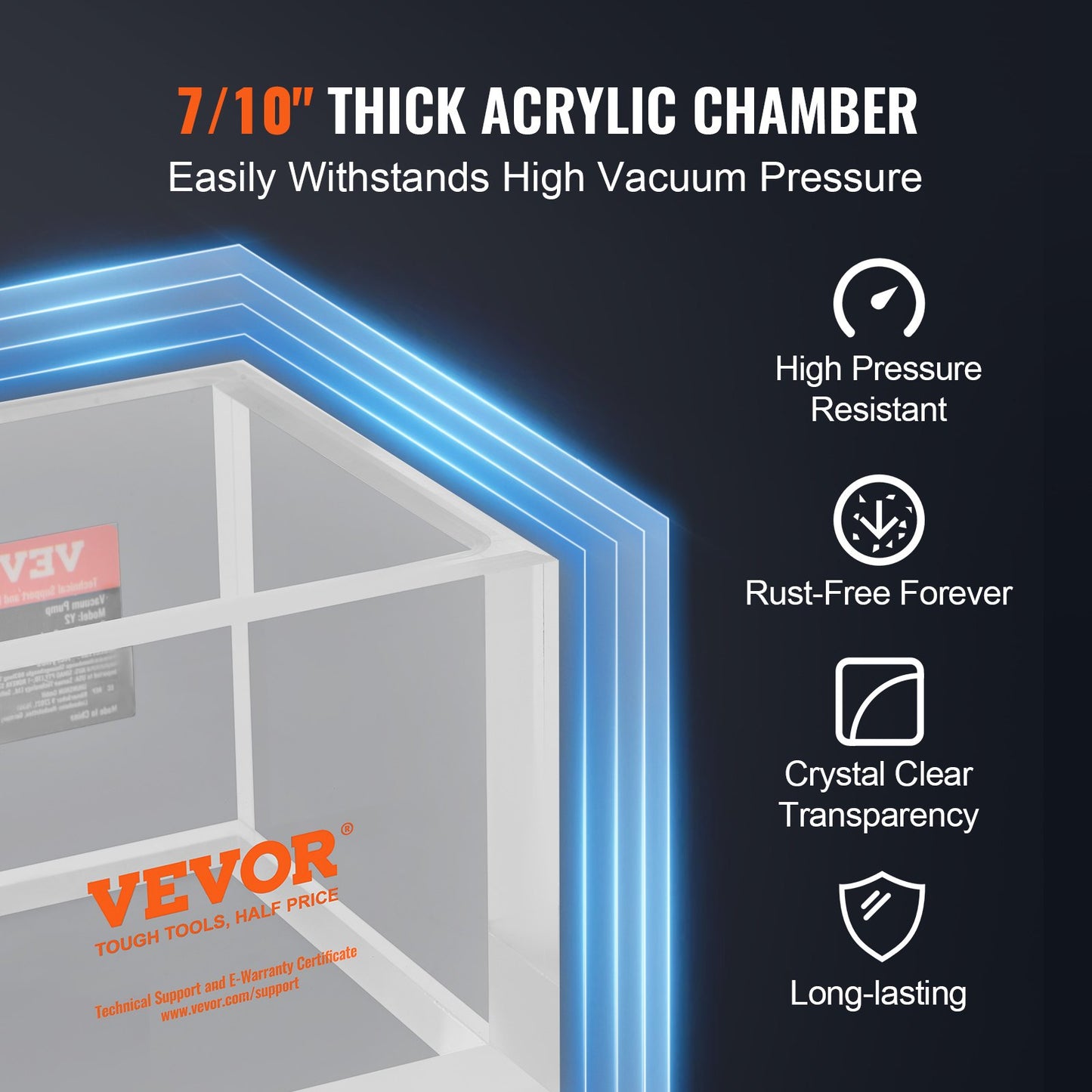 2 Gallon Acrylic Vacuum Degassing Chamber for Resin & Silicone