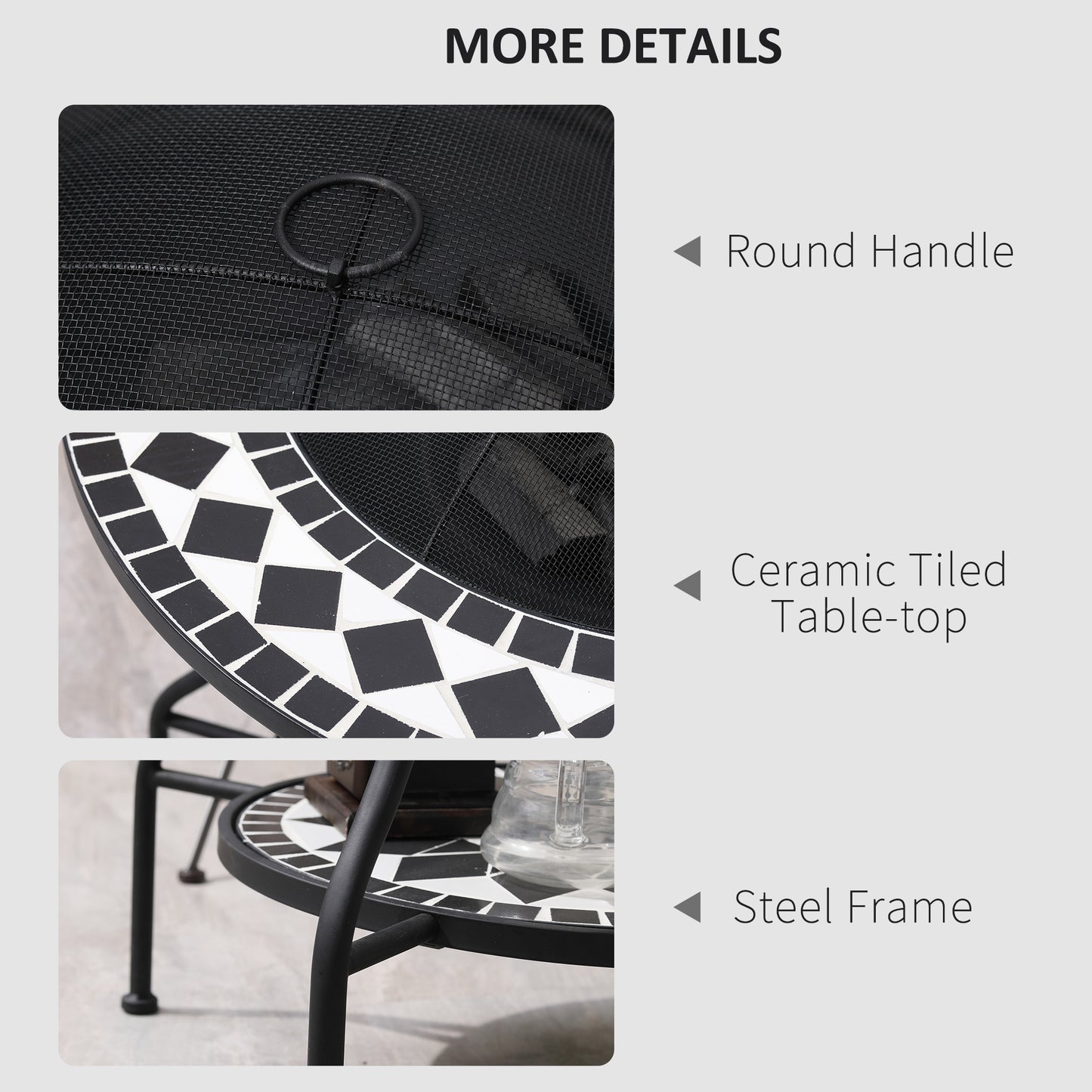 30" Outdoor Fire Pit Dining Table - 3-in-1 Wood Burning Fire Pit, Ice Bucket, Storage Shelf