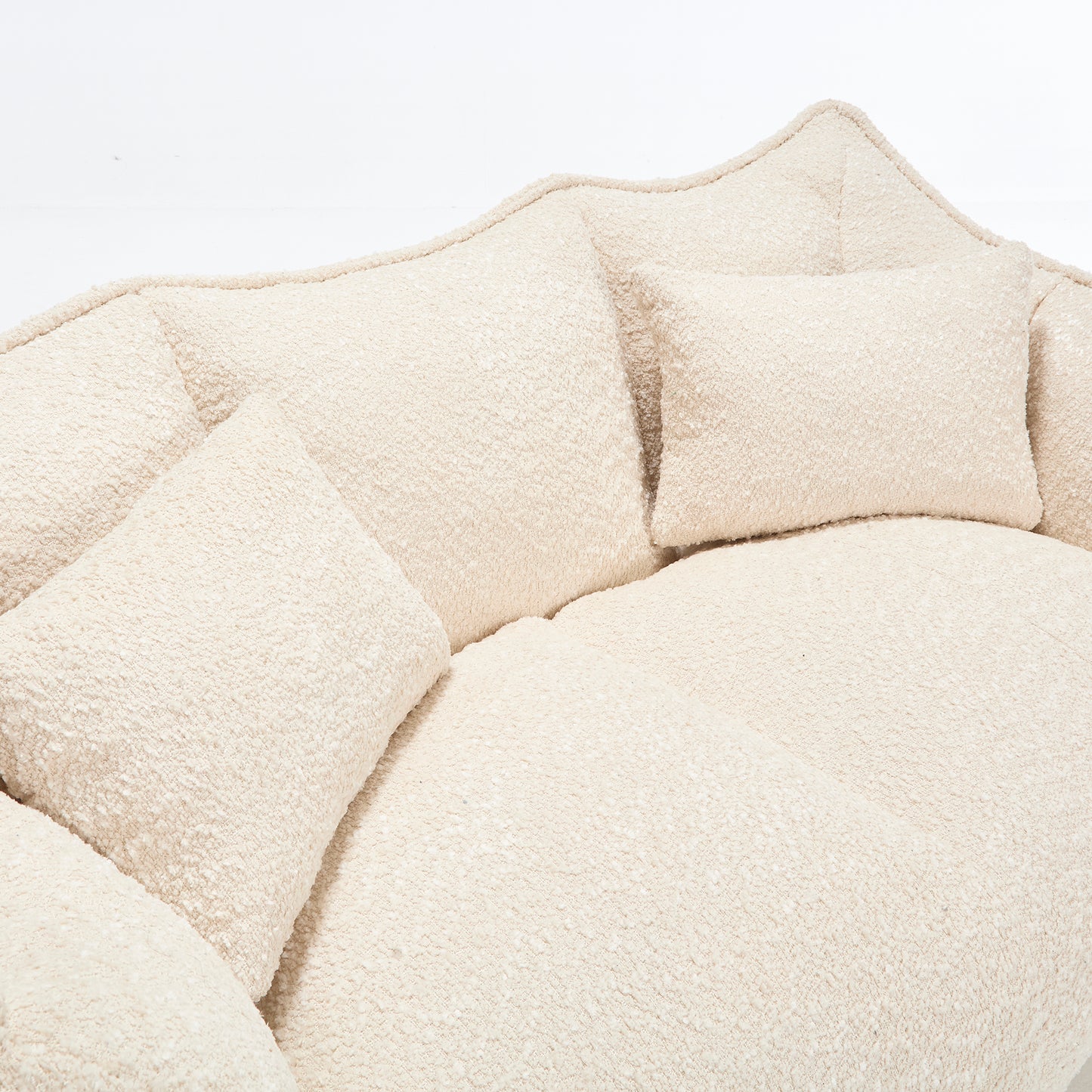 Soft Chenille Beanbag Chair for Two - Beige Recliner Sofa