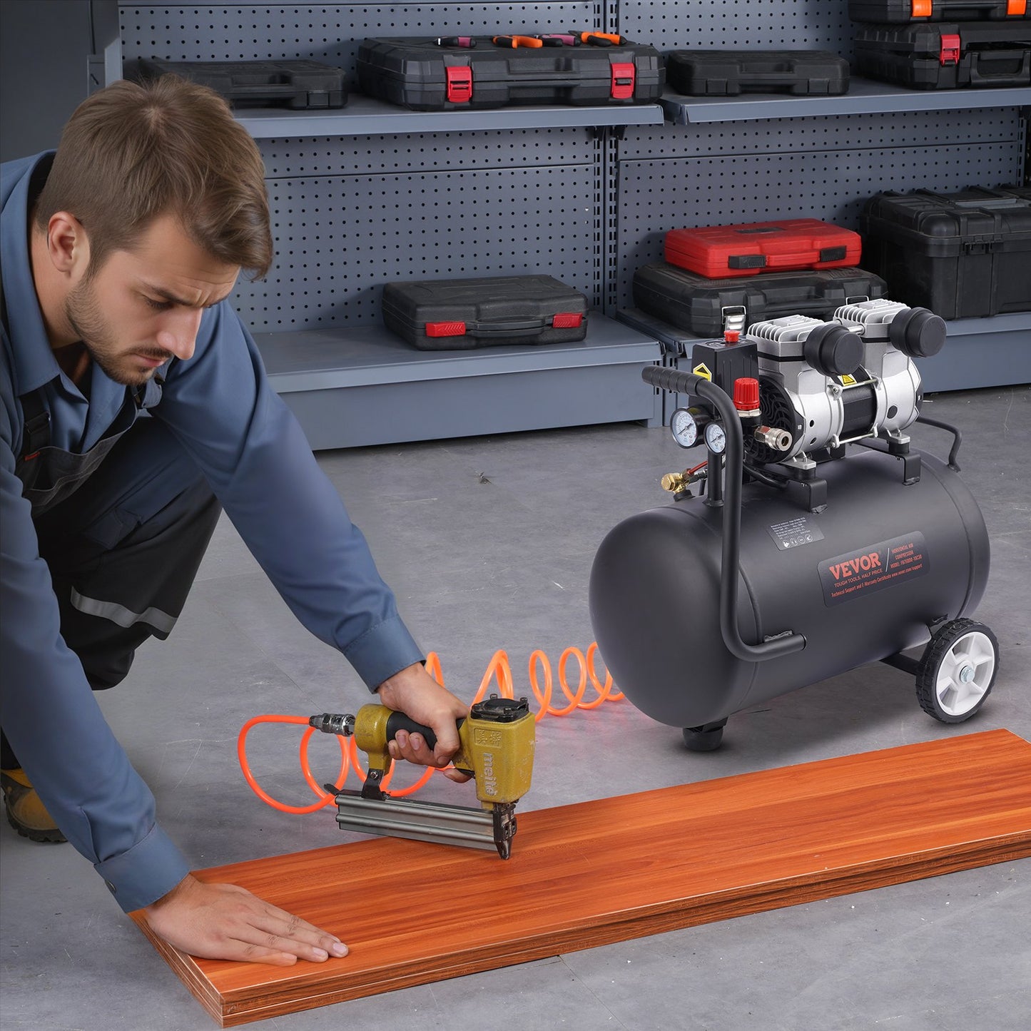 Portable Oil-Free Air Compressor - 8 Gallon, 90 PSI