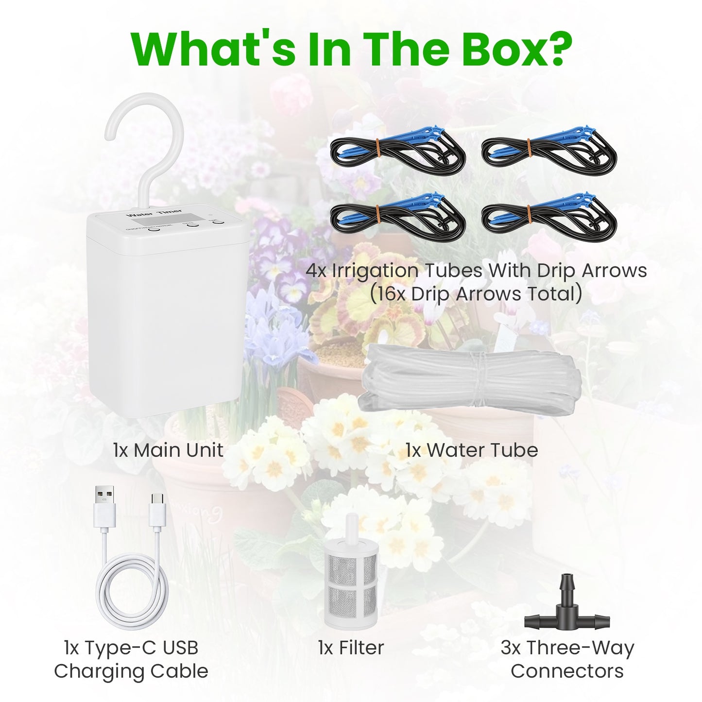 Automatic Plant Watering System with LCD Display Rechargeable Drip Irrigation for Indoor Plants