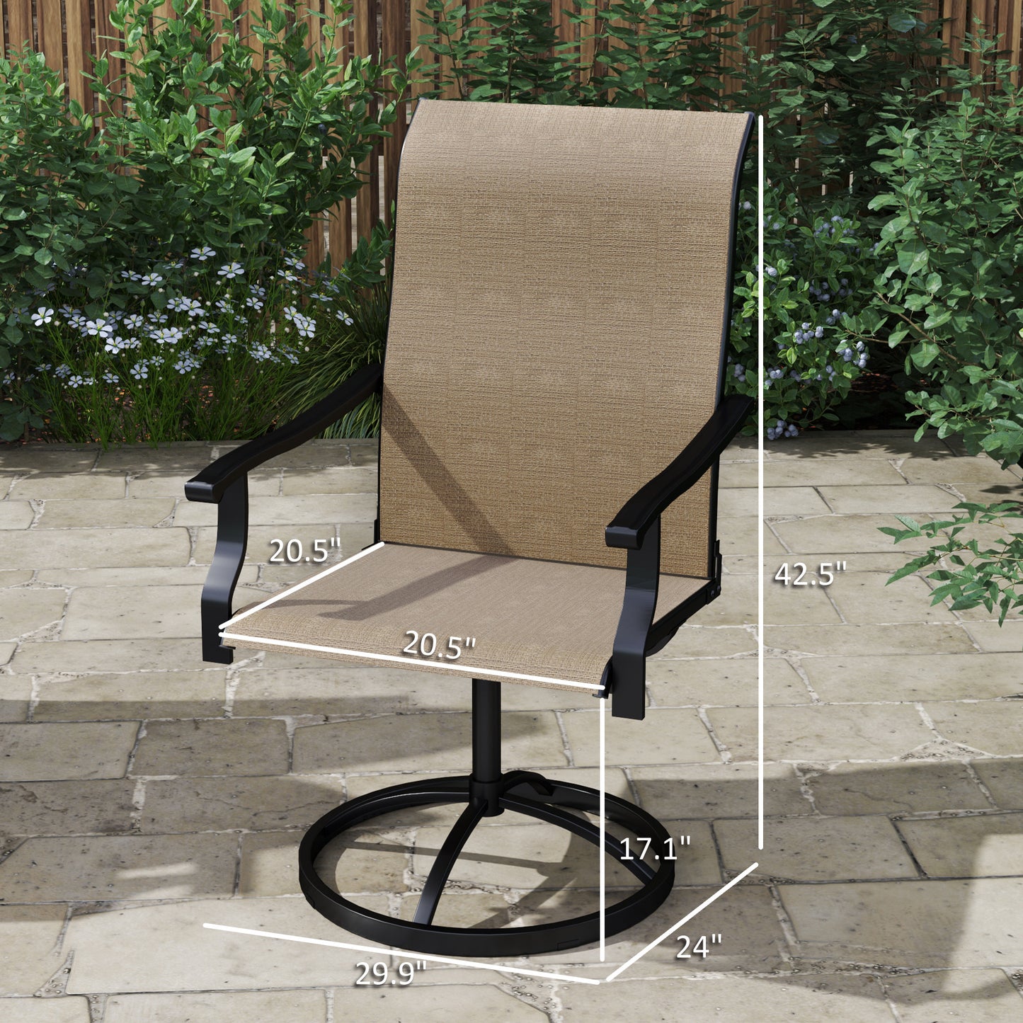 Outdoor Swivel Chairs Set of 2 - High Back Mesh Dining Chairs