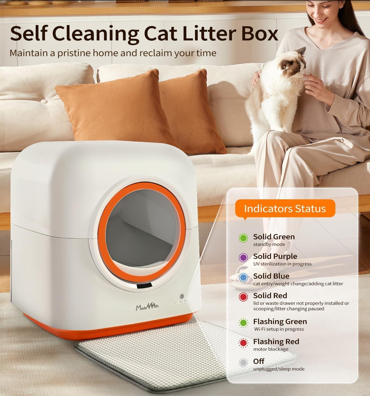 60L Automatic Cat Litter Box with App Control & Self-Cleaning