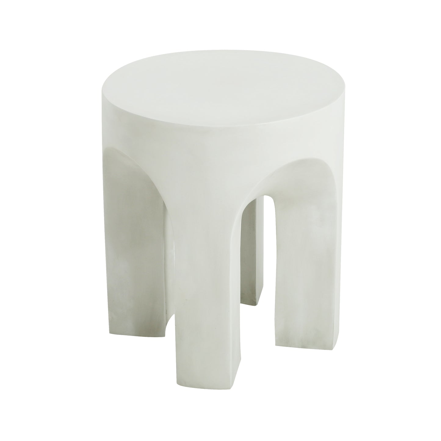 Outdoor Round Top Side Table - Antique White Concrete Accent Table