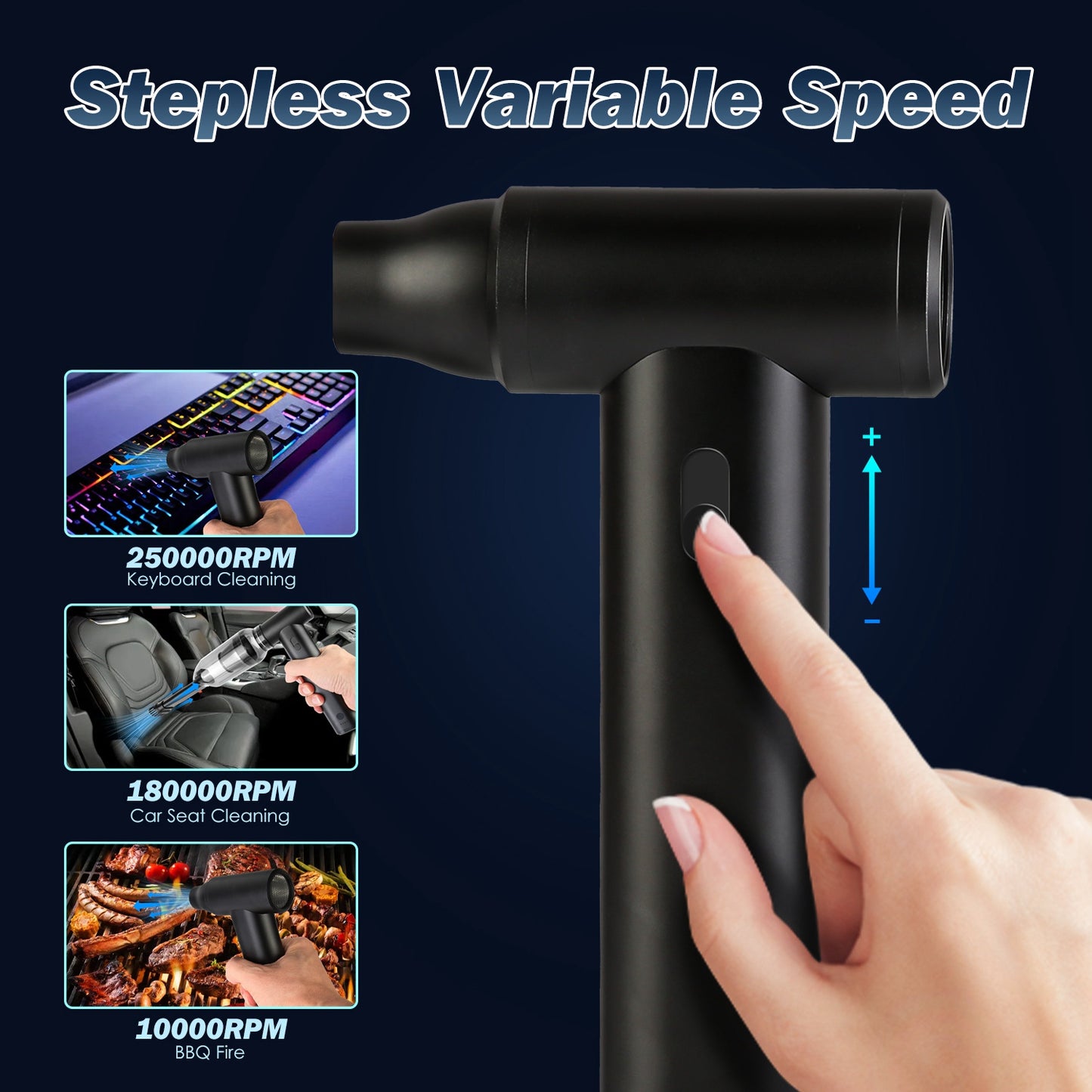 Cordless Air Duster Vacuum Blower with Brushless Motor 250000RPM Portable