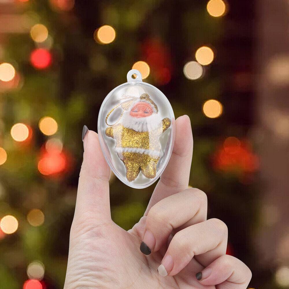 5 PCS Clear Plastic Fillable Christmas Tree Ornaments
