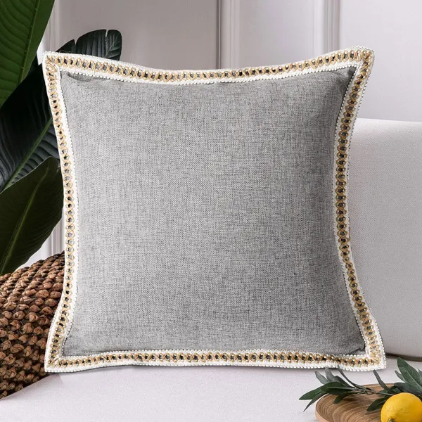 Retro Linen Trimmed Pillowcases - Set of 2, 20x20 inches