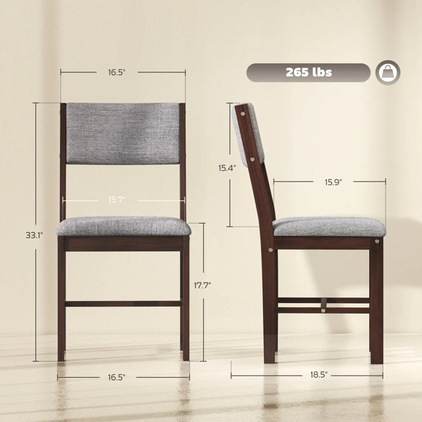 Set of 4 Modern Dining Chairs - Gray and Walnut Finish
