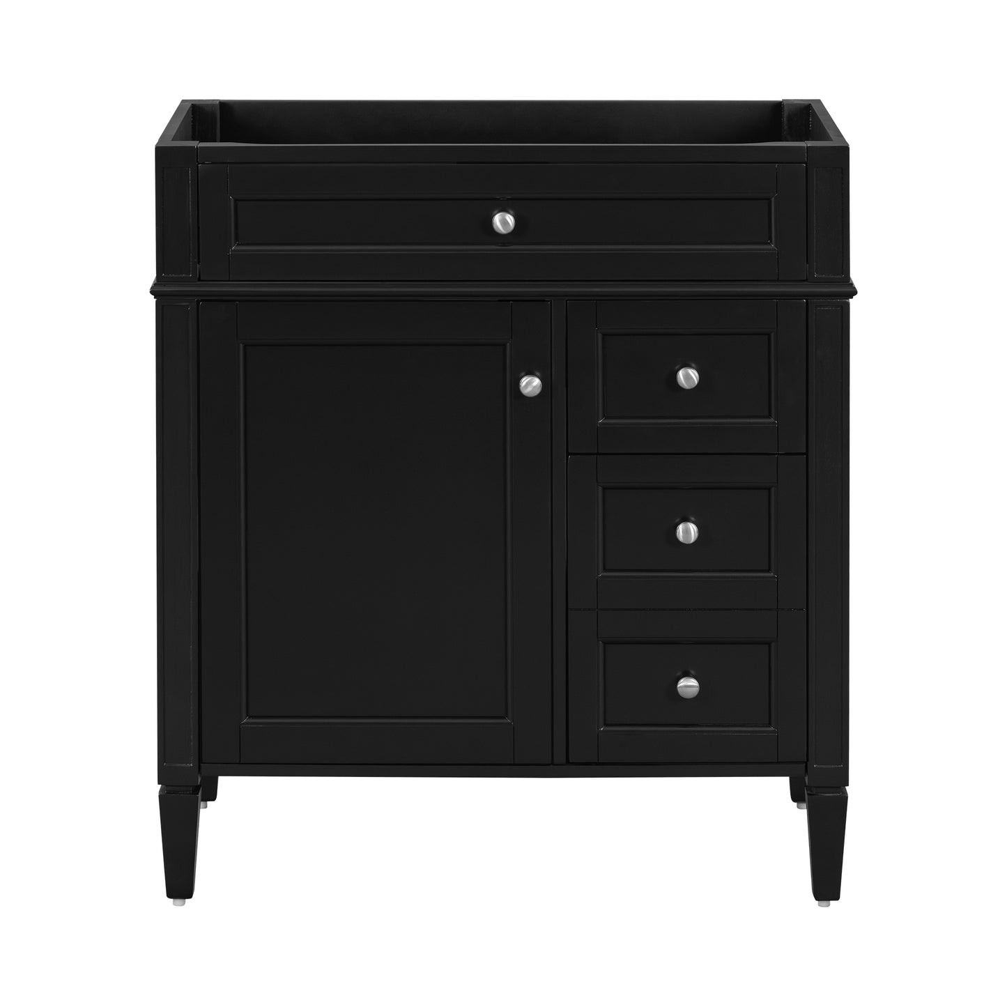 30'' Black Bathroom Vanity Cabinet with 2 Drawers and Tip-Out Drawer