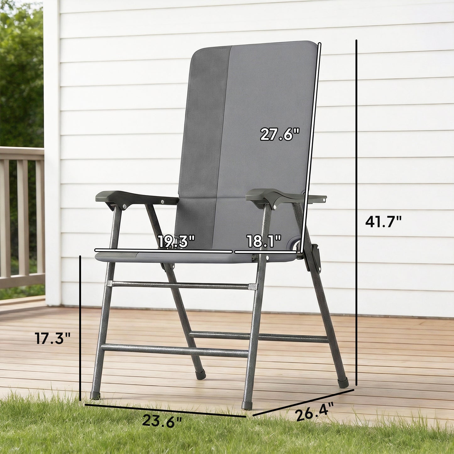 Folding Patio Chairs Set of 2 - Padded High Back Lawn Chairs