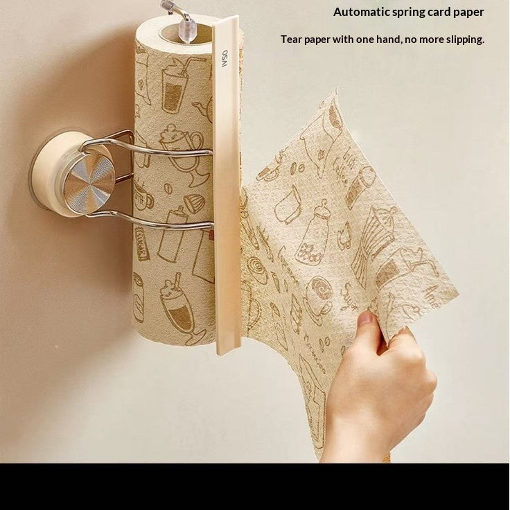 Punch-Free Kitchen Paper Towel Holder - Suction Cup Wall Mount, No Drilling