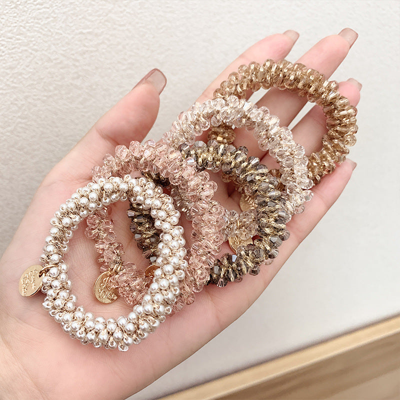 High-Grade Crystal Hair Tie & Headband Set - Dual-Purpose Hair Accessories