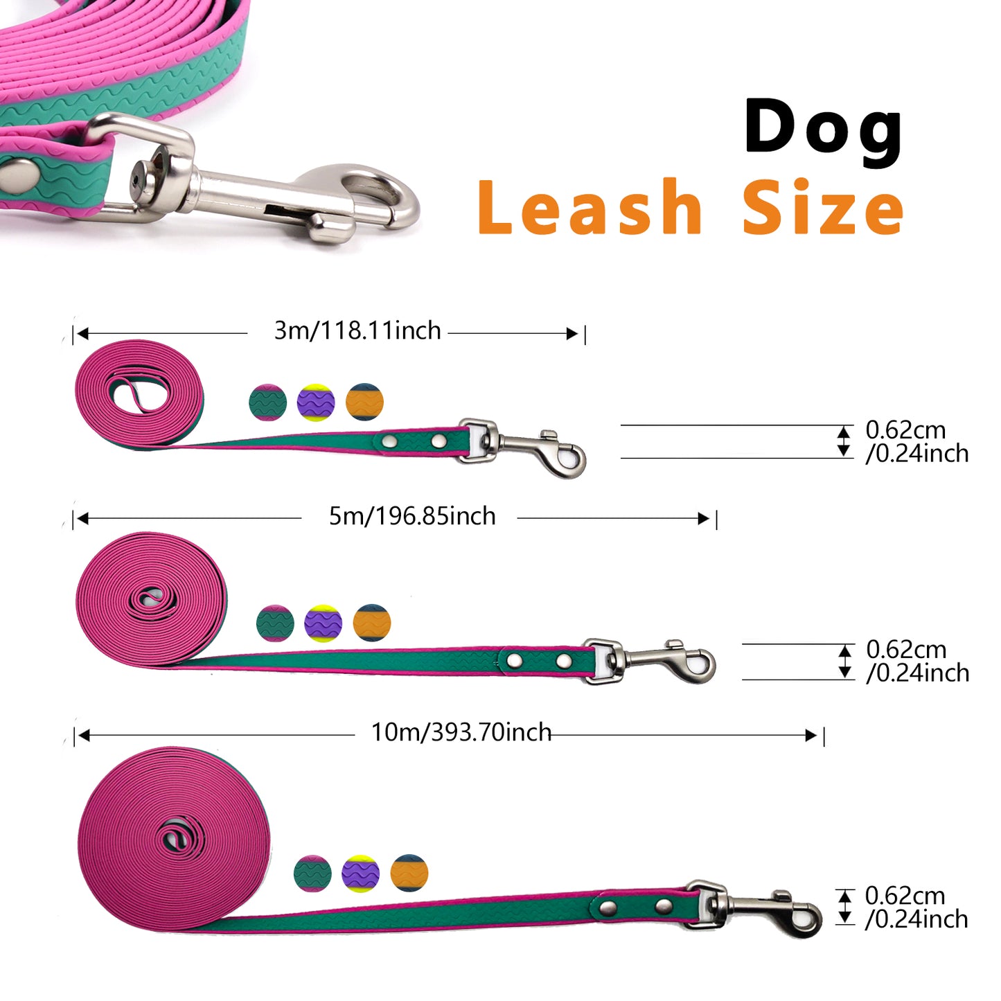 Pet Training Leash Waterproof PVC Coated Rubberized Durable Rope