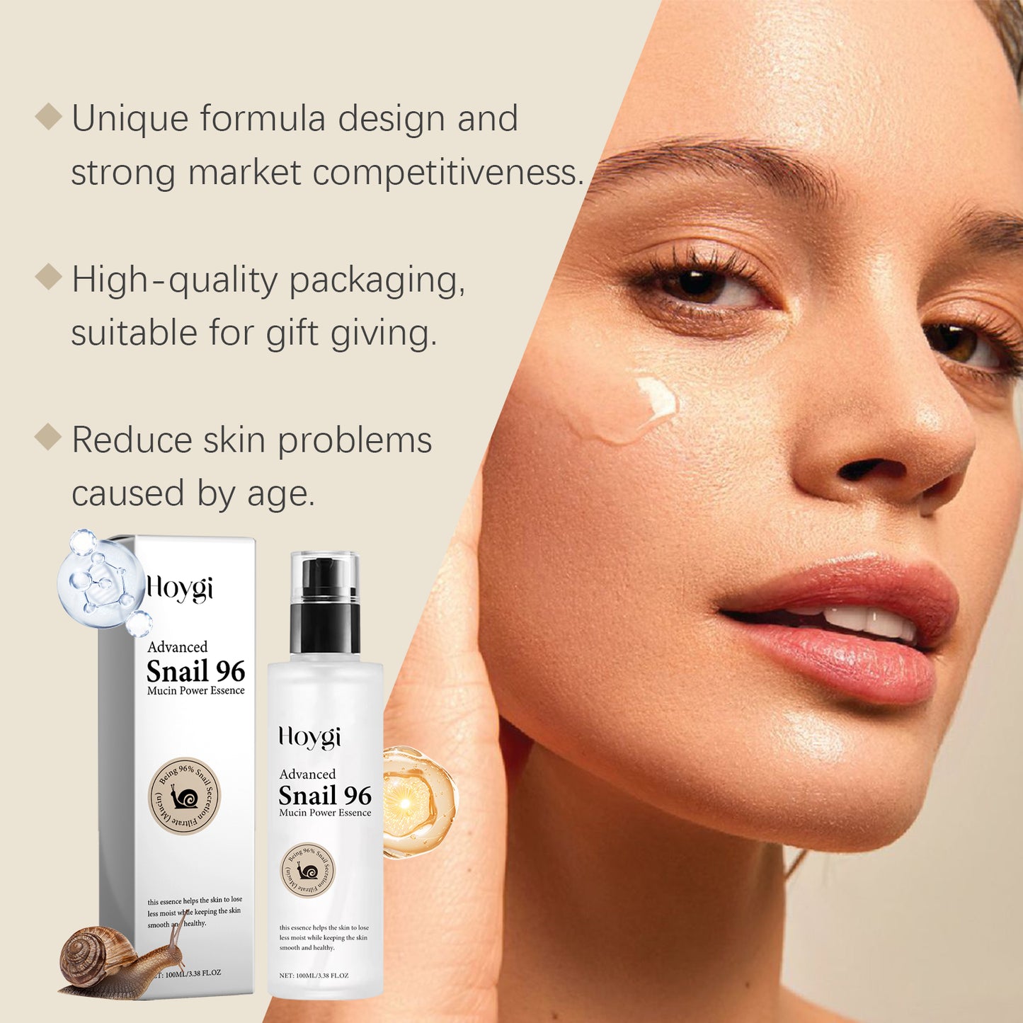 Snail Mucin Hydrating Serum with Hyaluronic Acid & Vitamin C - 100ml
