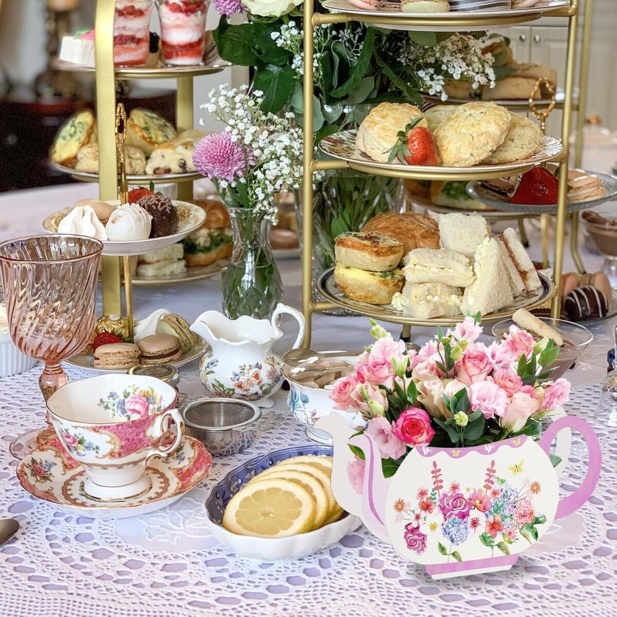 24 Pcs Tea Party Flower Box Centerpieces - Pink, Blue, Green, Yellow