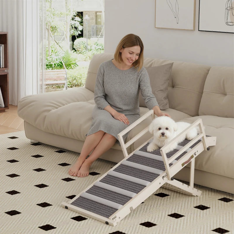 Adjustable Dog Ramp with Side Rails, Folding Pet Step for Small to Large Pets