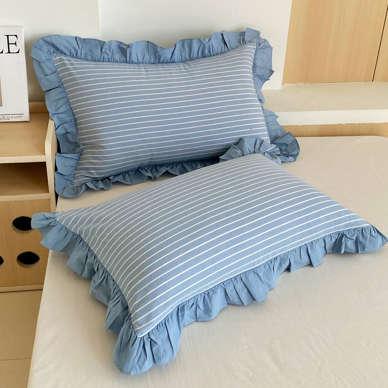 Washed Cotton Lace Pillowcase - Elegant Bedding Cover for Home Decor