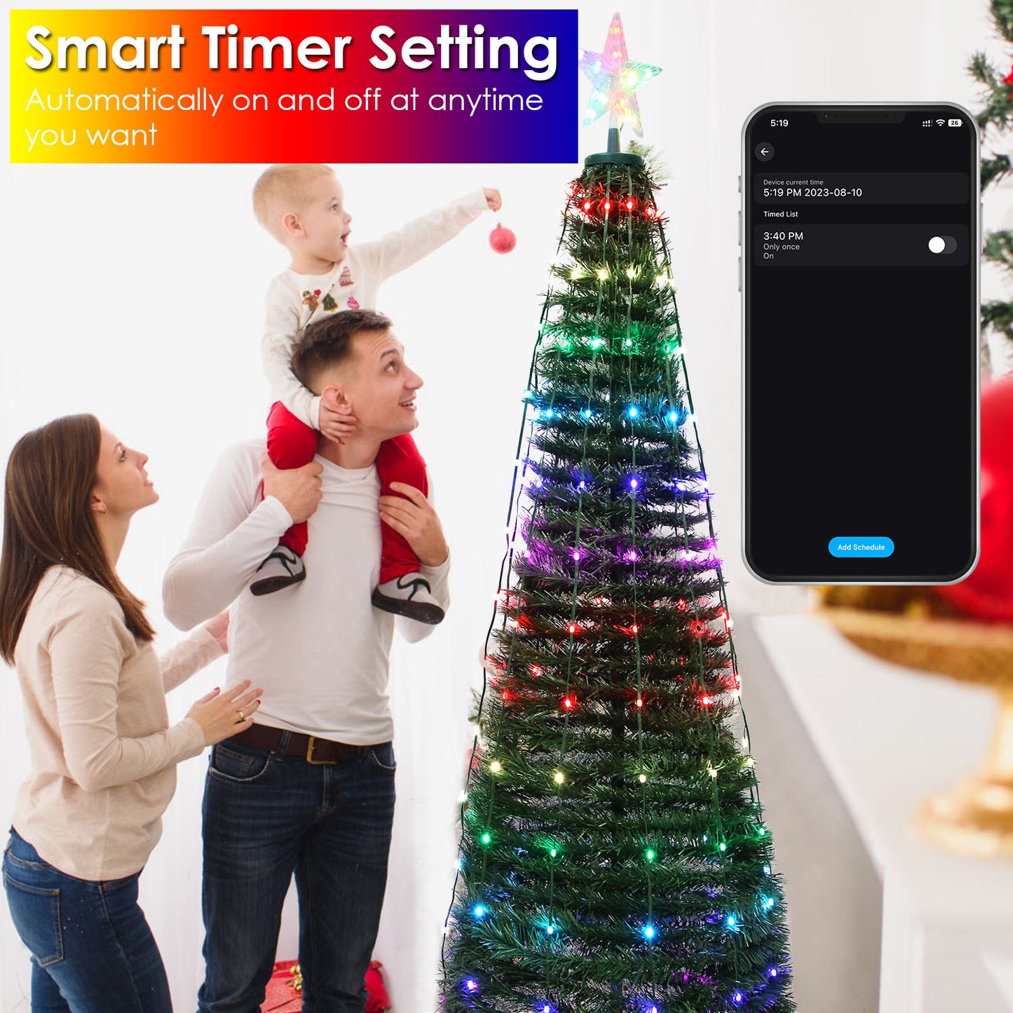 Collapsible Christmas Tree Lights with Remote Control - Multi-Color Options