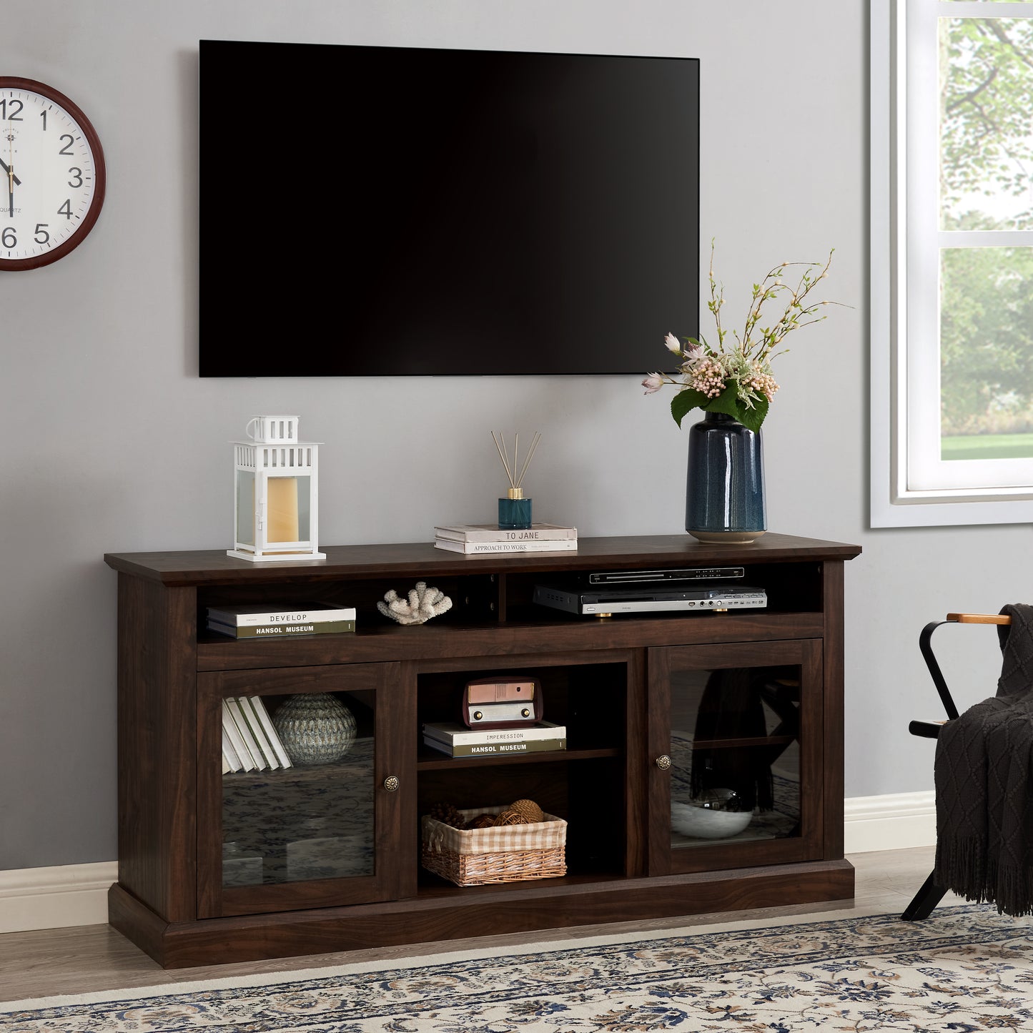 Modern TV Stand For Up To 65 Inch TVs, Entertainment Center Farmhouse