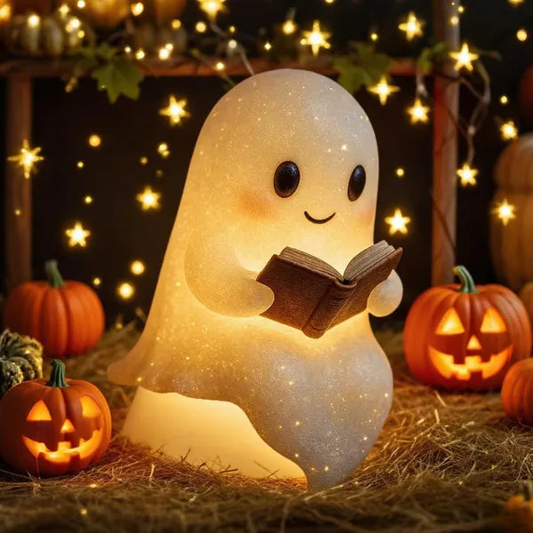 Cute Ghost Reading Lamp - Battery-Powered Night Light Decor