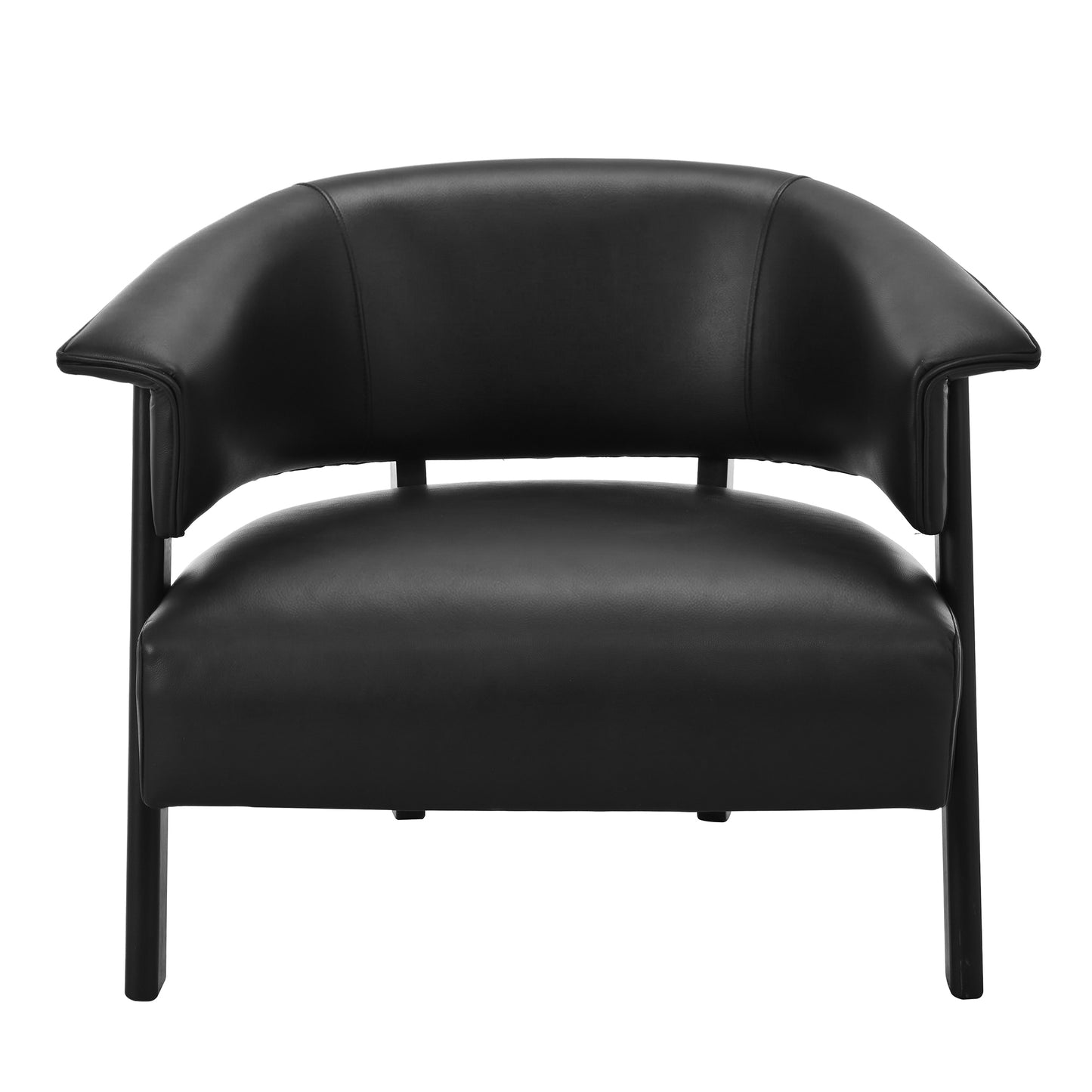 Faux Leather Wingback Accent Chair - Comfy Upholstered Armchair, Black