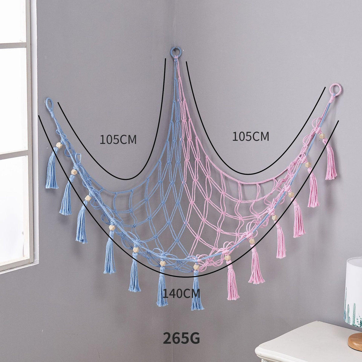 Large Stuffed Animal Storage Hammock - Kids Corner Hanging Toy Organizer Net