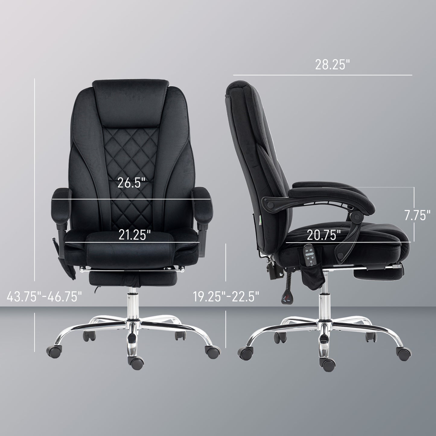Heated Reclining Massage Office Chair with Adjustable Height - Black