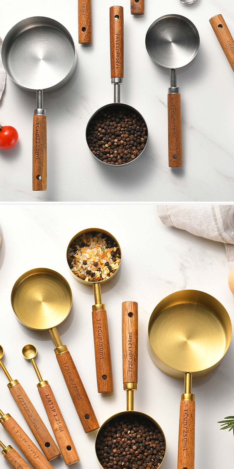Stainless Steel Measuring Cups & Spoons Set - Kitchen Baking Tools
