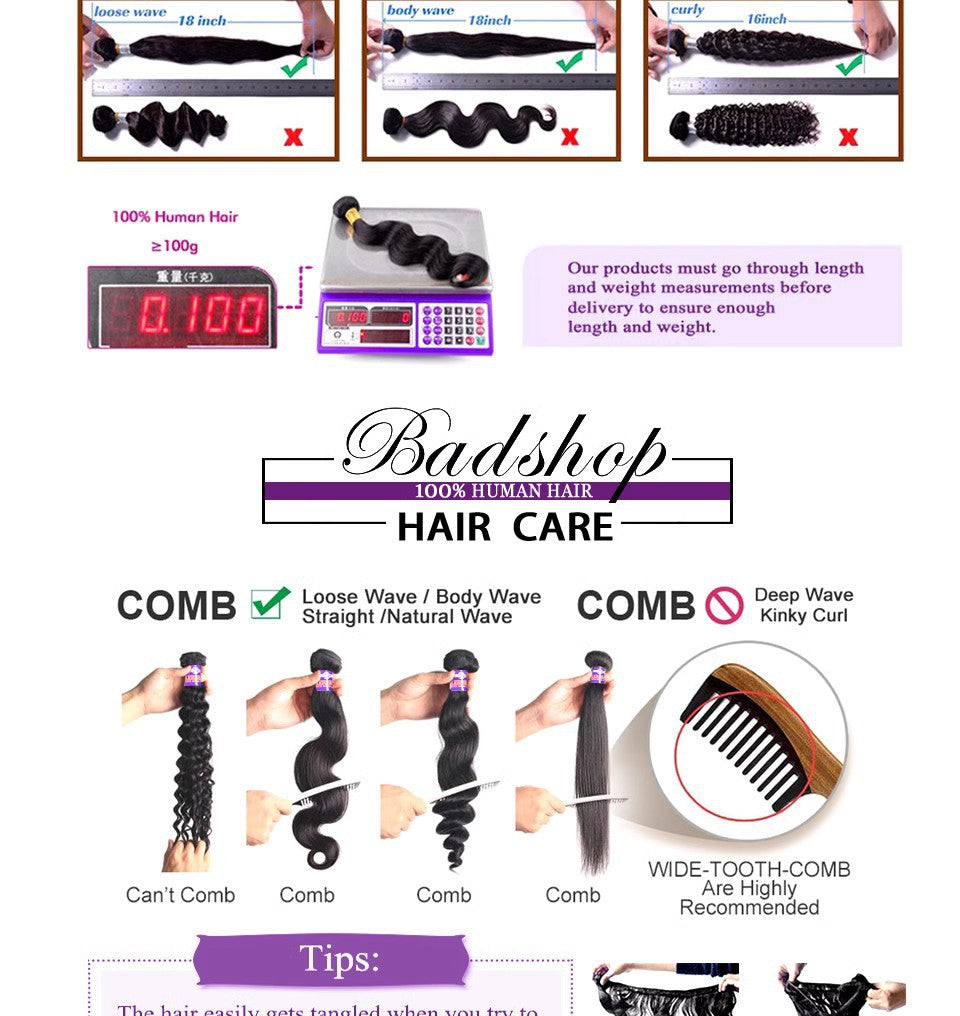 Human Hair Extension Bundles - Natural, Body Wave, Kinky Curly & Water Wave Styles