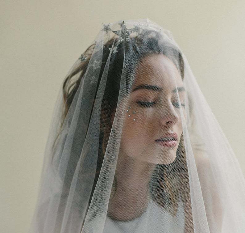 Bridal Star Crown Headpiece – White Crystal