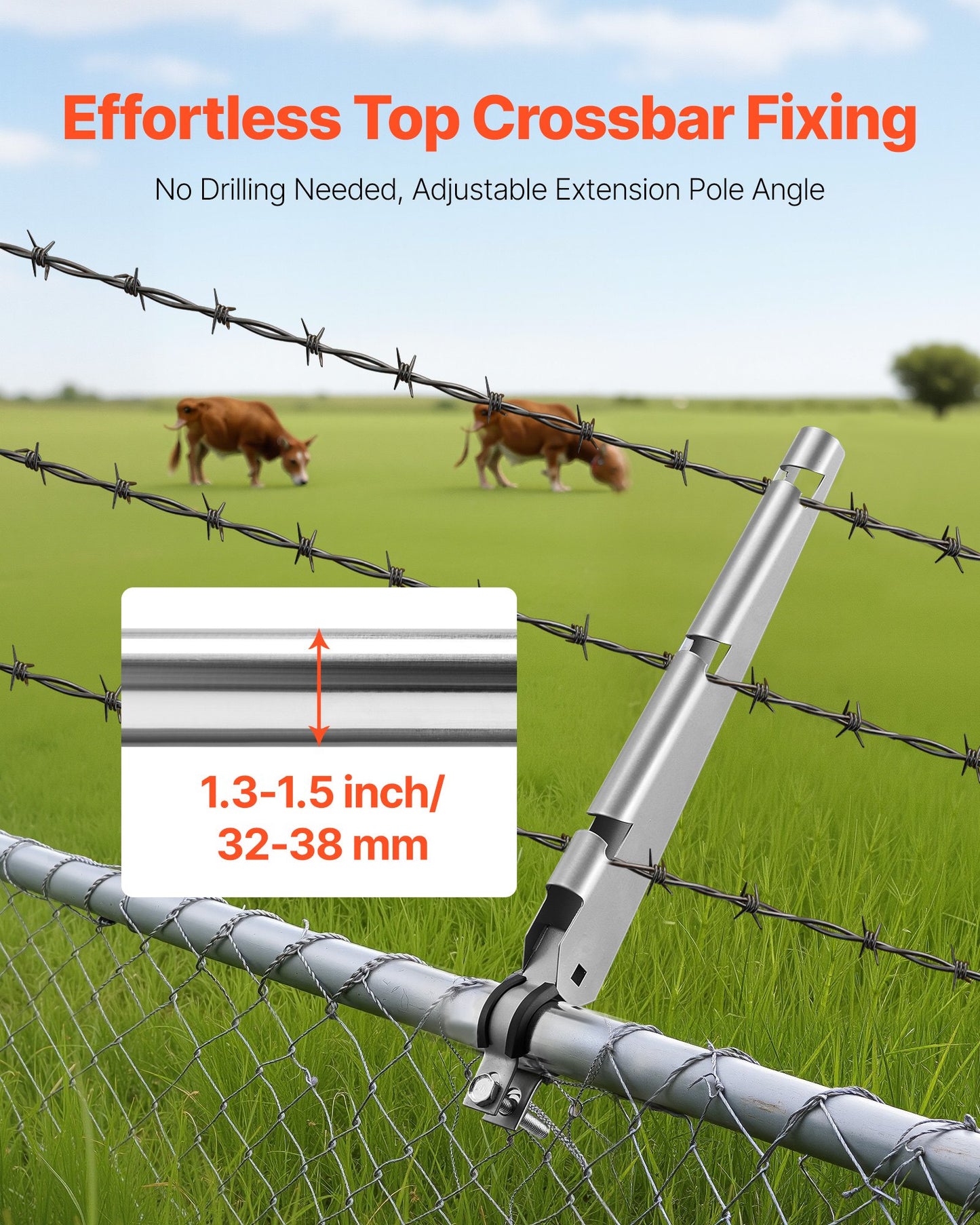 10 Pack 14.8-Inch Fence Post Extenders for Chain Link Fence - Silver