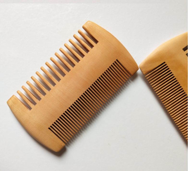 Double-Sided Wooden Comb - Peach & Beech Hair & Beard Comb