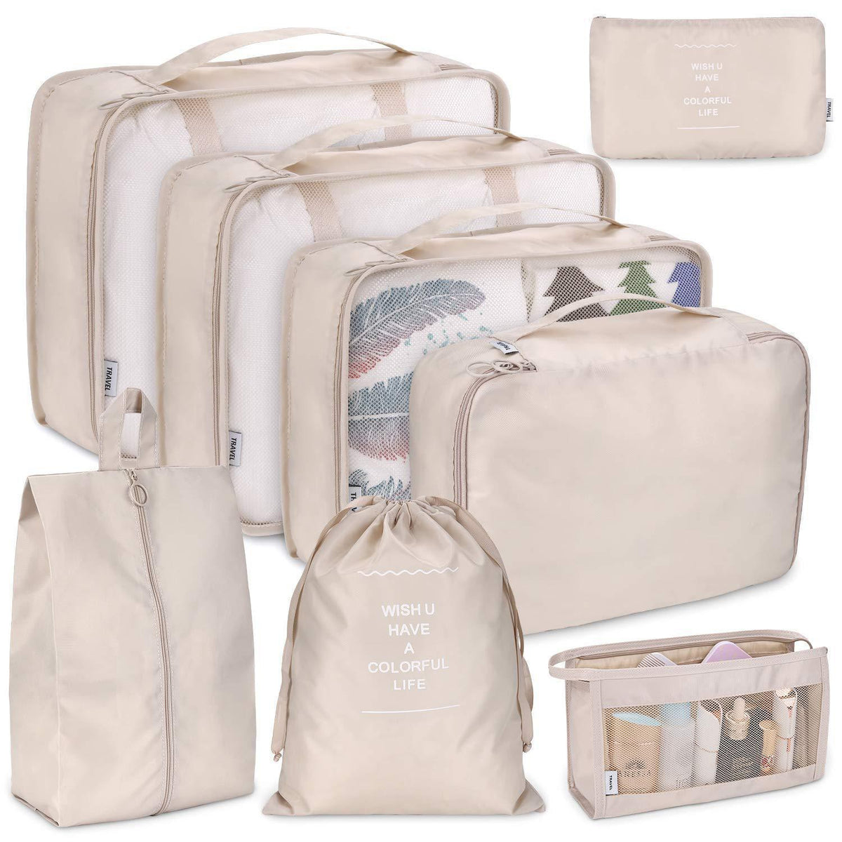 8-Pack Travel Storage Bags Set for Organization and Packing