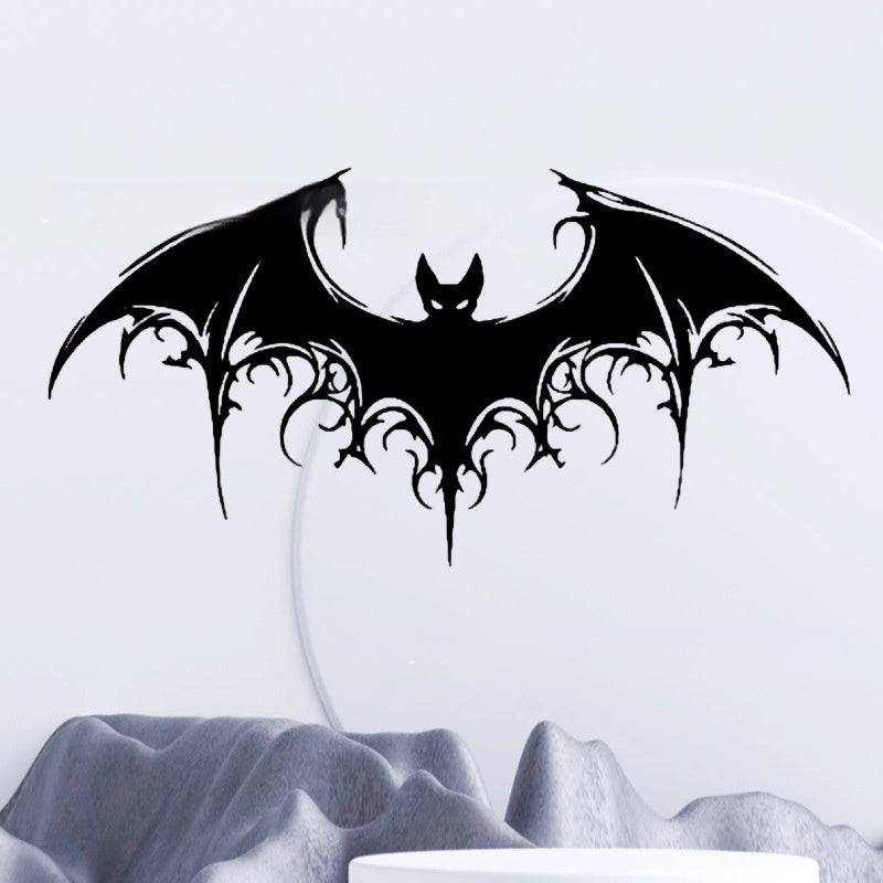 Halloween Metal Bat Wall Art - Iron Decor for Home & Garden, 20x40cm Black