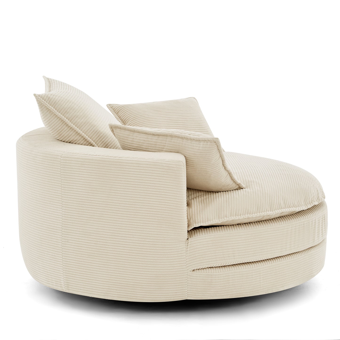 Oversized 360° Swivel Accent Chair with Dual-Layer Cushion - Beige