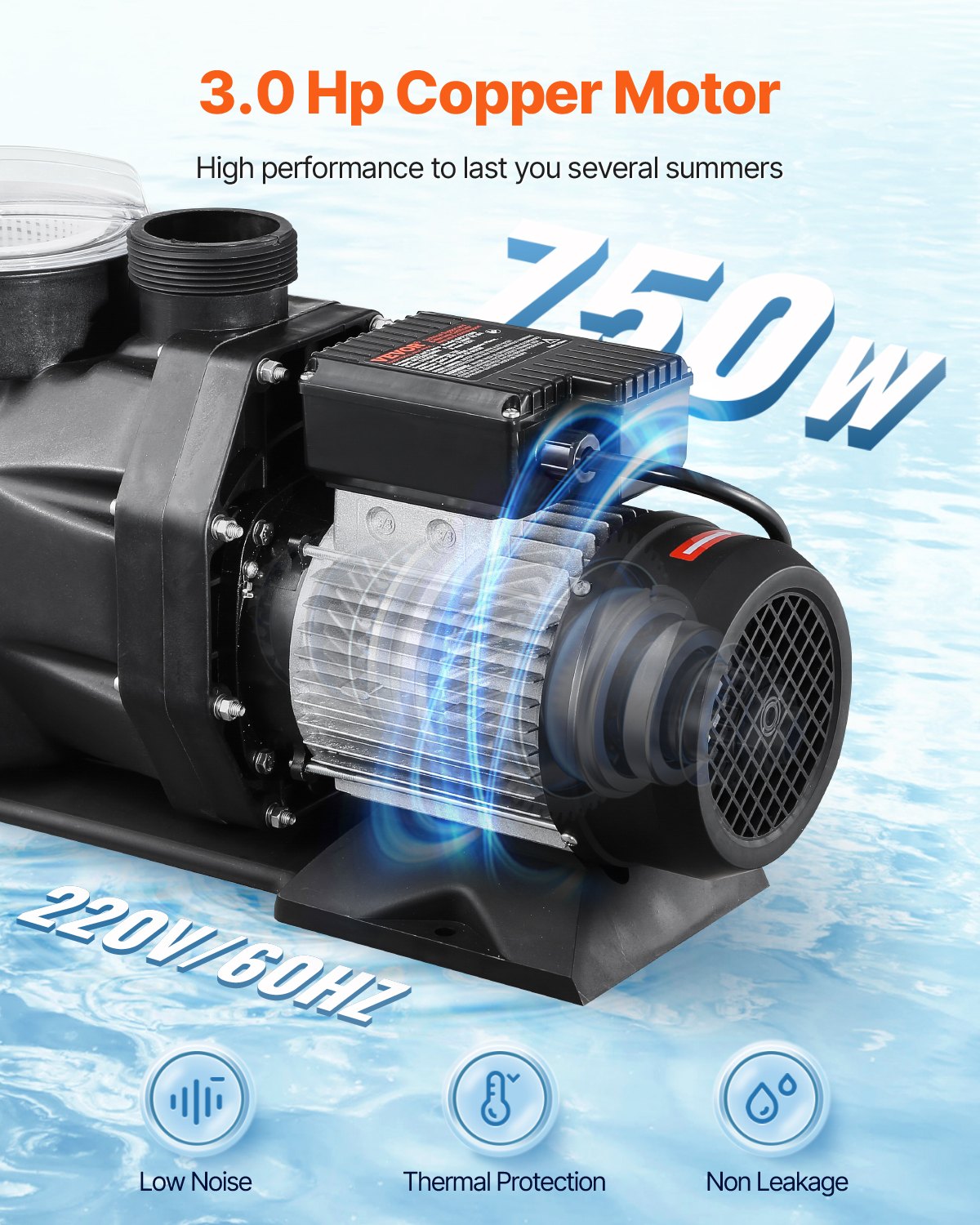 3 HP Above Ground Pool Pump 149 GPM Single Speed 220V Black