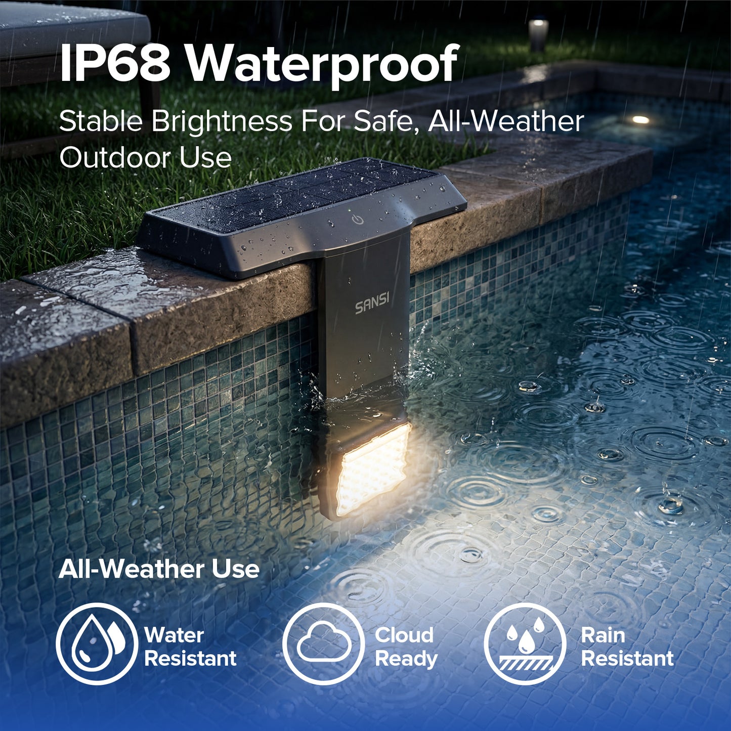 Solar Pool Light RGB with Remote, 20 Colors, 4 Modes, Waterproof IP68, Rechargeable, Easy Magnetic Mount