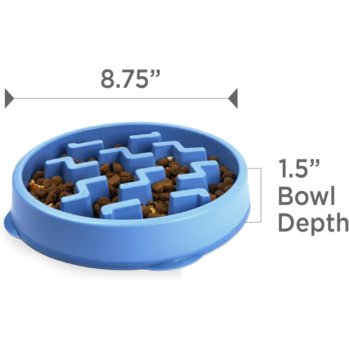 Medium Slow Feed Dog & Cat Bowl 2-Cup Capacity Non-Slip Blue Puzzle Feeder
