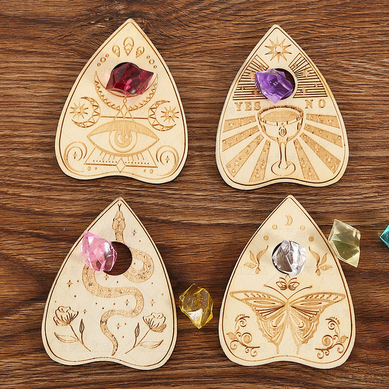 Crystal Ball Wooden Base Ornament Heart-Shaped Energy Stone Home Decor