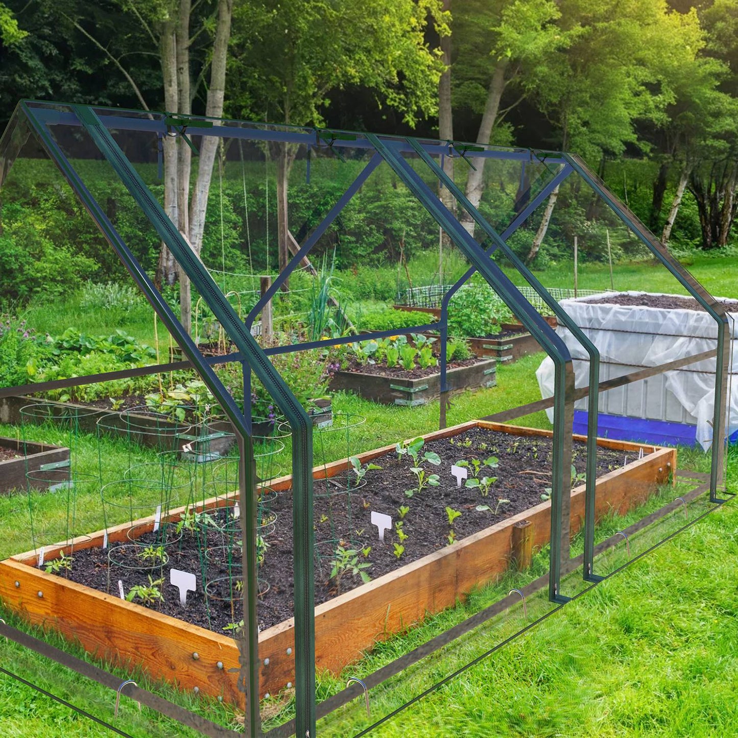 Portable Mini Greenhouse 70x33x37in with Roll-Up Zipper Doors Waterproof UV Cover