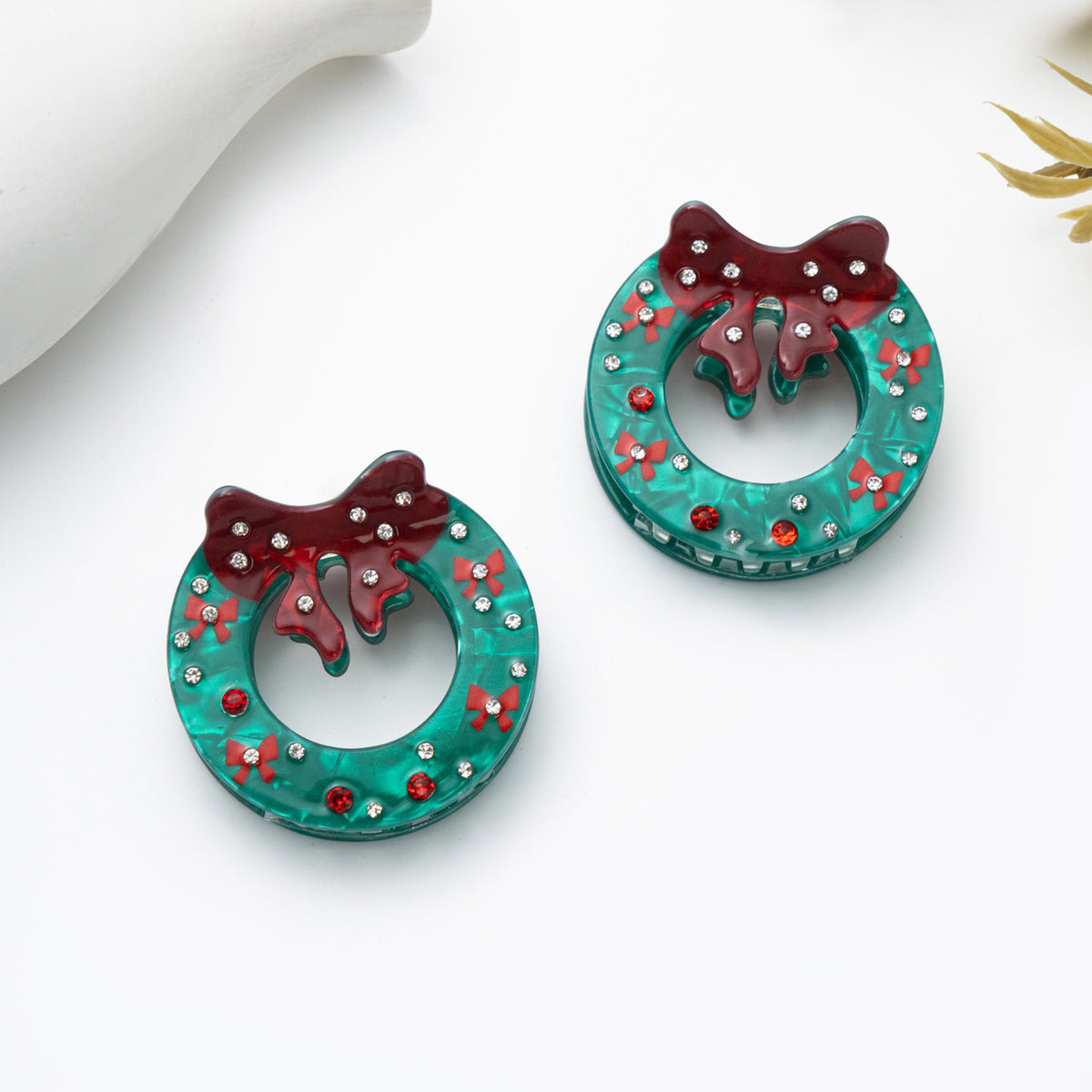 Christmas Wreath Headband - Diamond Studded Hair Accessory